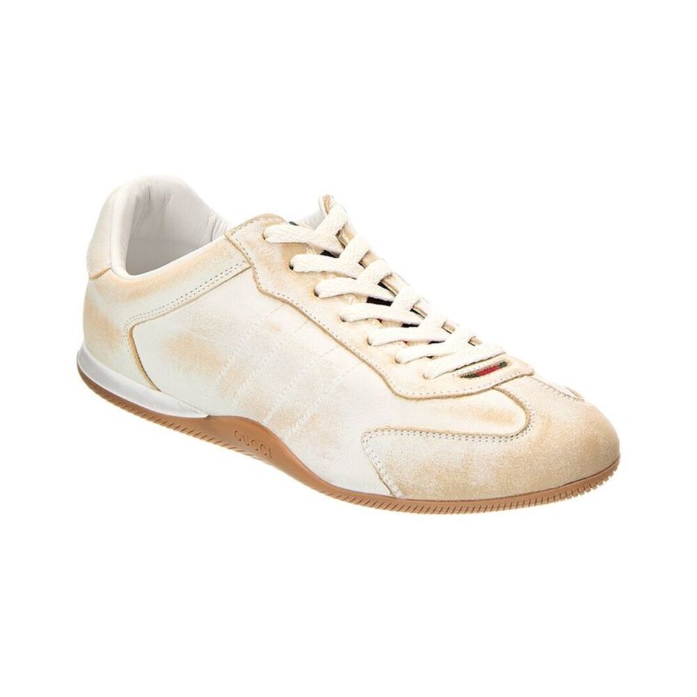 Gucci Logo Leather Sneaker, White